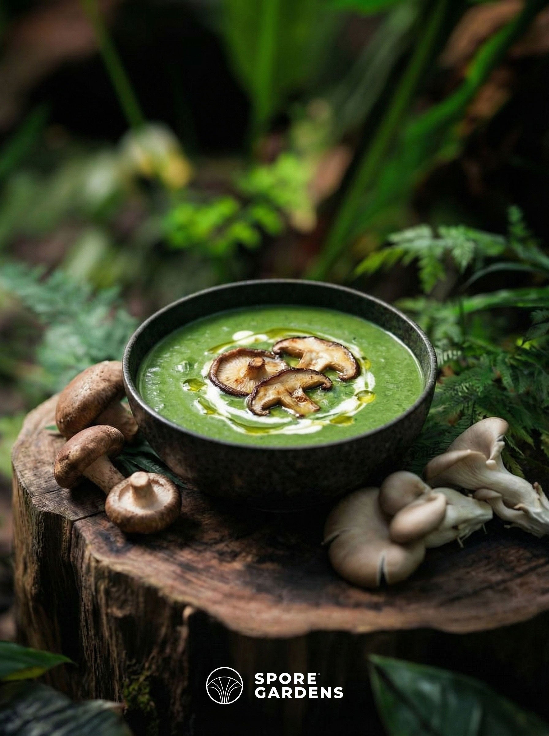 Creamy Roasted Garlic & Spinach Mushroom Soup